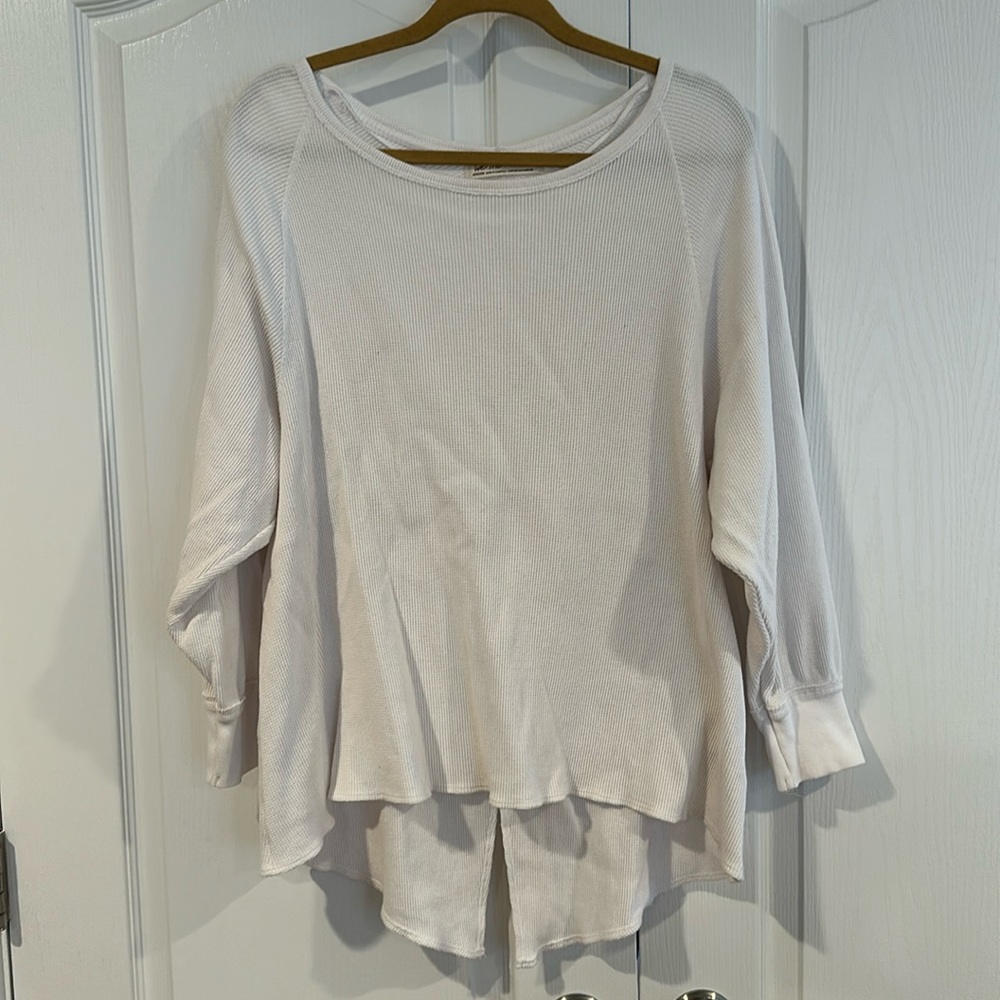 Free People White Amelia Thermal Sweater - Size Medium